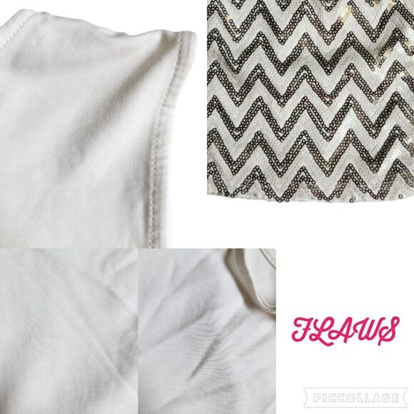 Trouve white brown cream gold sleeveless top sz XS - Picture 6 of 10